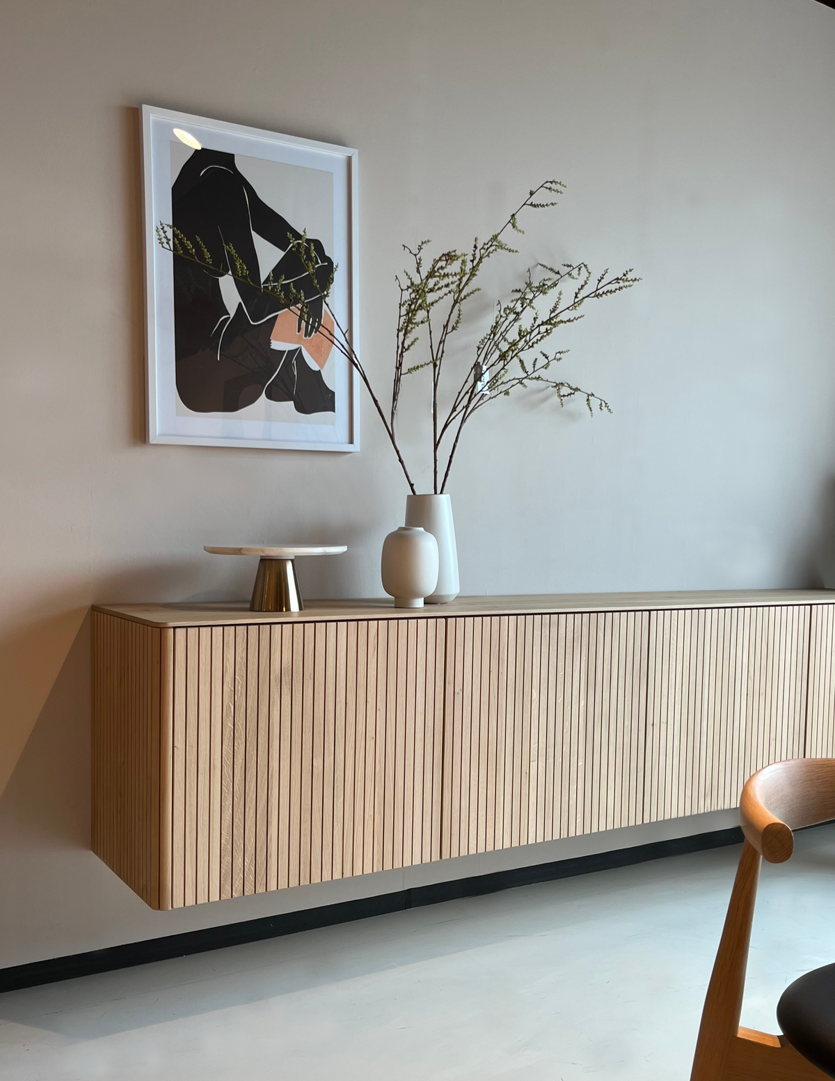 Hangdressoir met lamellen (maatwerk) - natuur eiken