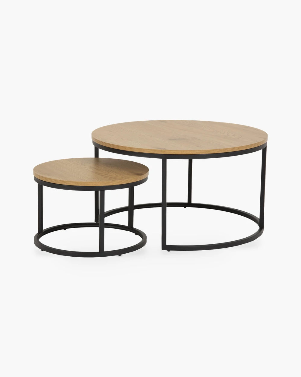 Set van 2 ronde salontafels Spiro in hout