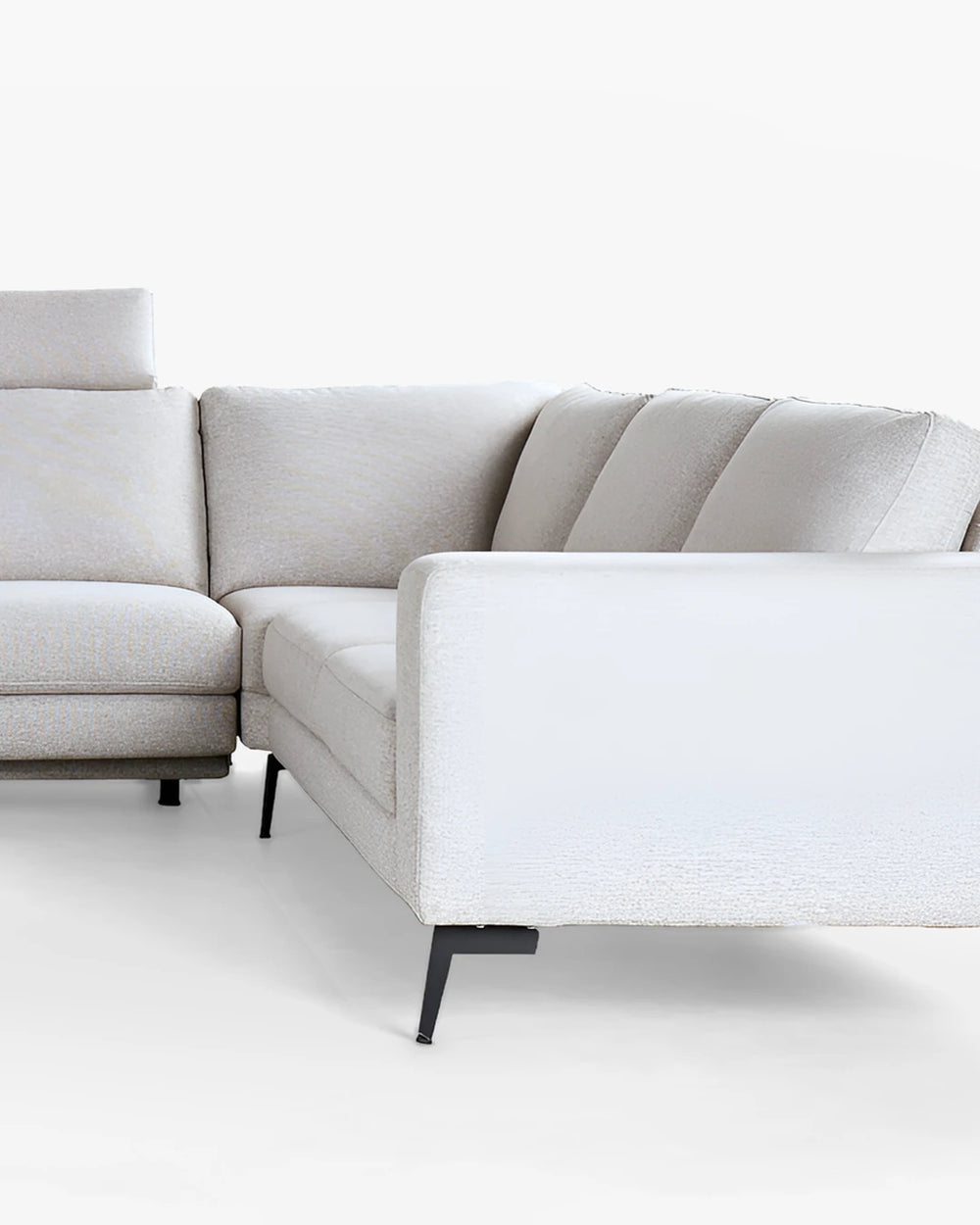Hoeksalon met longchair in stof