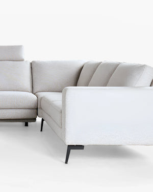 Hoeksalon met longchair in stof