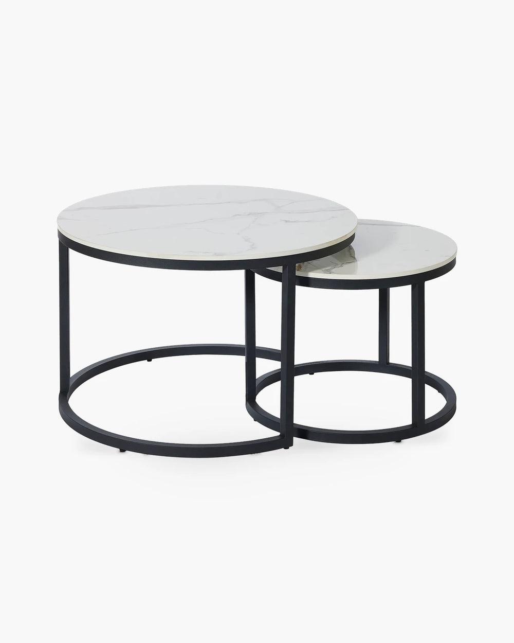 Set van 2 ronde salontafels - grijs