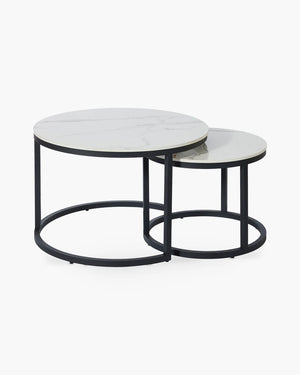 Set van 2 ronde salontafels - grijs