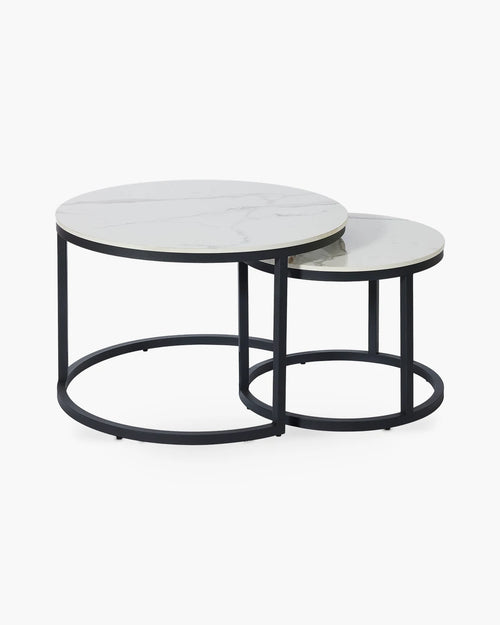 Set van 2 ronde salontafels - grijs