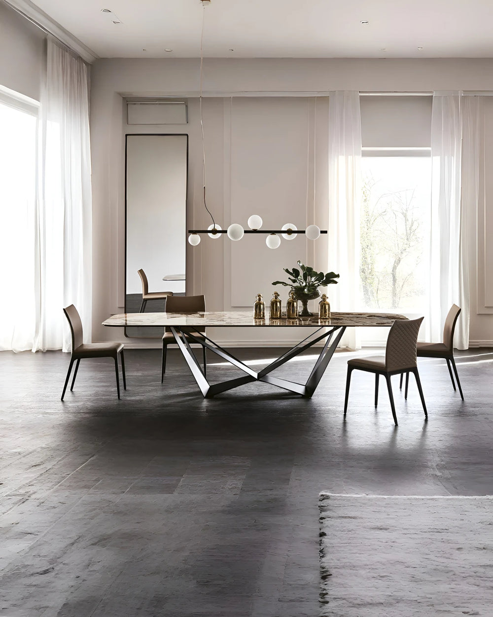 Rechthoekige eettafel Skorpio van Cattelan Italia in steen