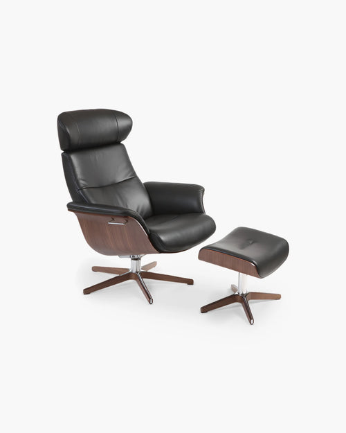 Relaxzetel TimeOut met voetenbank van Conform in zwart