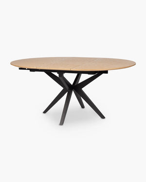 Ronde uitschuifbare eettafel in hout