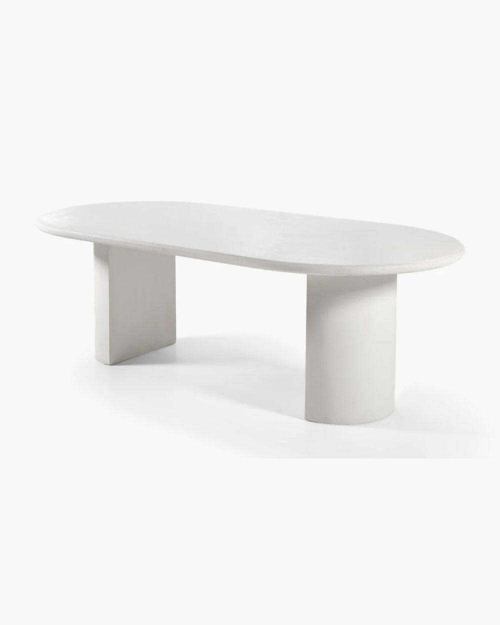 Ovale organische eettafel in wit Moonskin