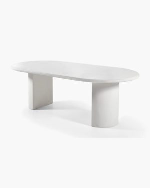 Ovale organische eettafel in wit Moonskin