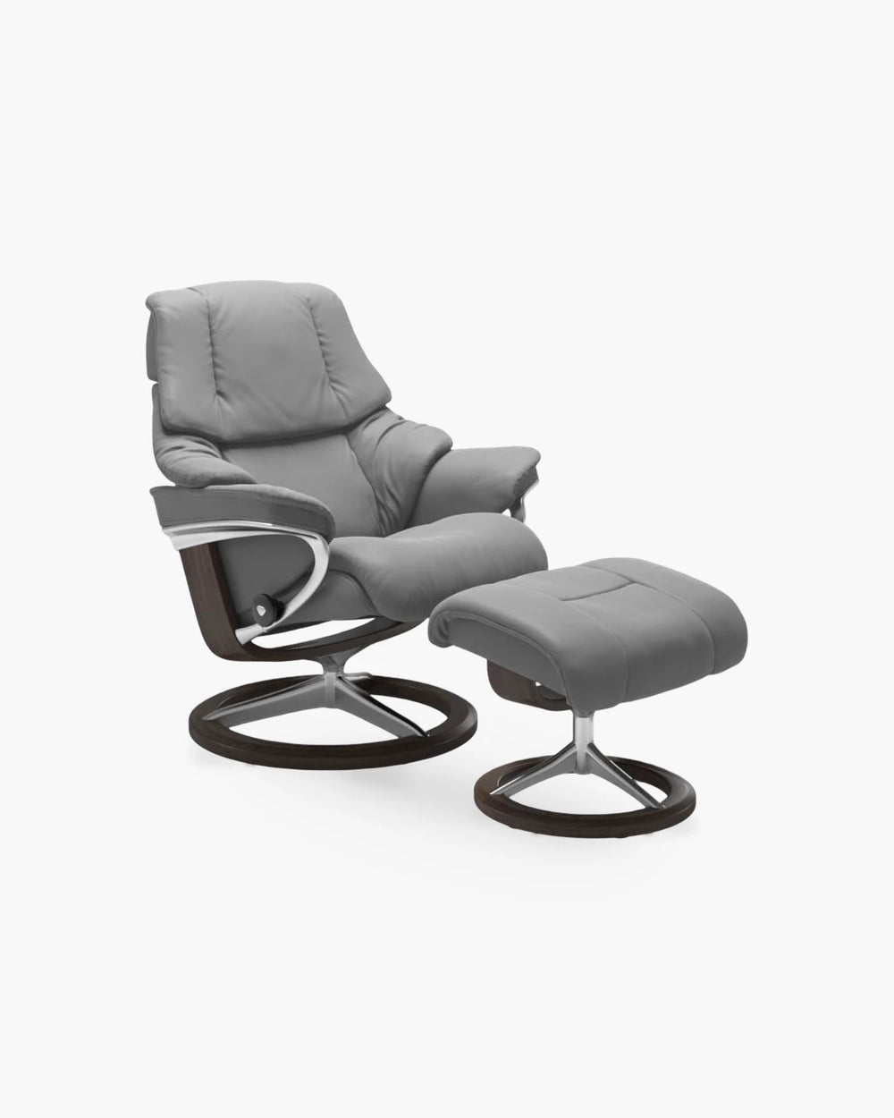 Relaxzetel Reno Signature met voetenbank van Stressless in grijs leder