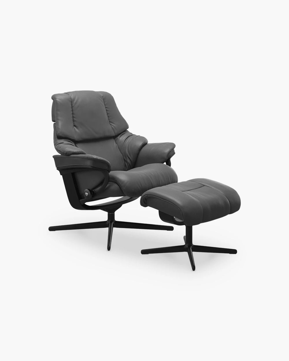 Relaxzetel Reno Cross met voetenbank van Stressless in grijs leder