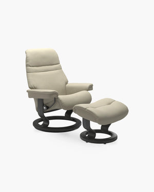 Relaxzetel met voetenbank Sunrise Classic van Stressless in grijs leder