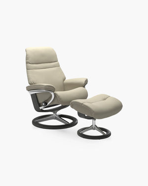 Relaxzetel met voetenbank Sunrise Signature van Stressless in grijs leder