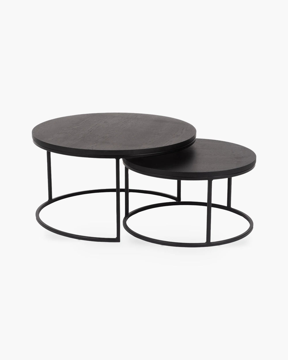 Set van 2 ronde salontafels Glasgow van William Winston in zwart hout