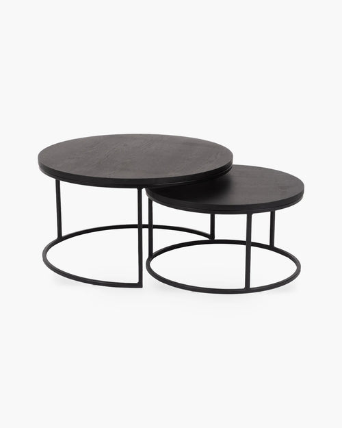 Set van 2 ronde salontafels Glasgow van William Winston in zwart hout
