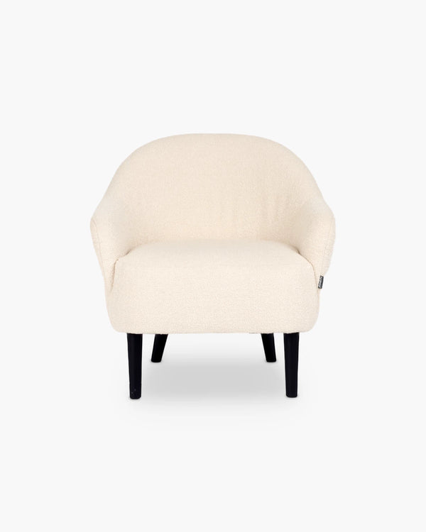 Clubfauteuil in beige stof voor de woonkamer, foto 2 van 4