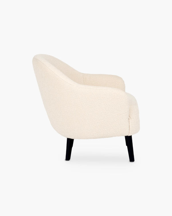 Clubfauteuil in beige stof voor de woonkamer, foto 3 van 4