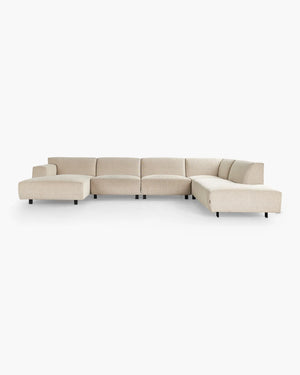 Hoeksalon in beige stof