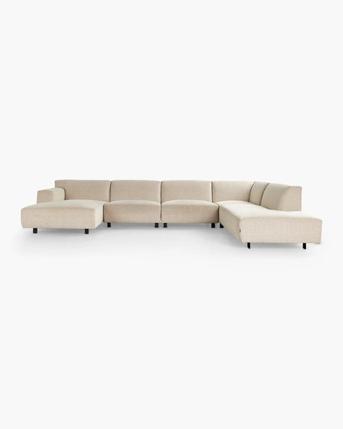 Hoeksalon in beige stof