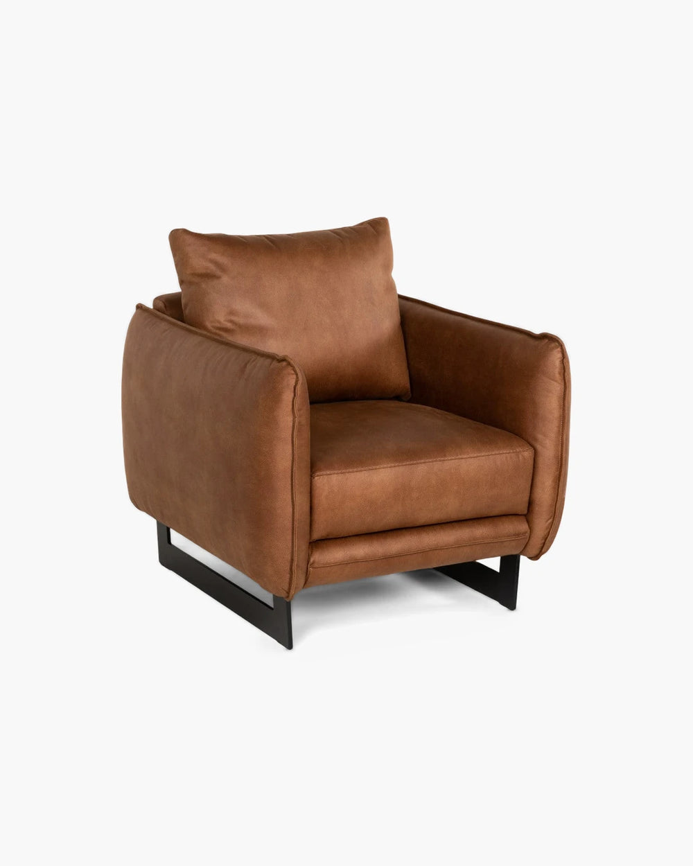 Clubfauteuil in bruin leder
