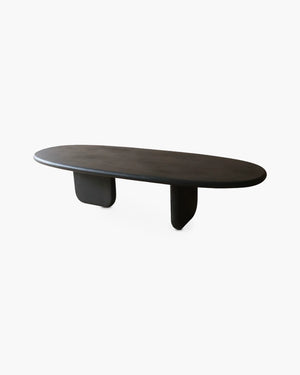 Ovale salontafel Microskin 165x60 cm in zwart