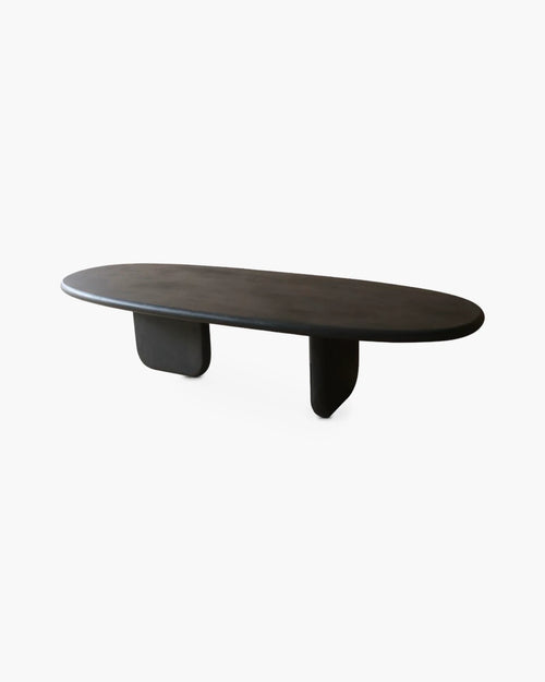 Ovale salontafel Microskin 165x60 cm in zwart