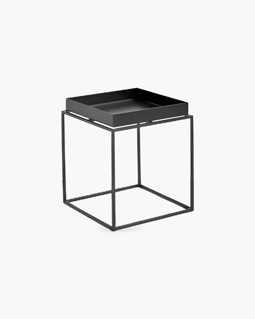Vierkante bijzettafel Tray van Hay in zwart metaal