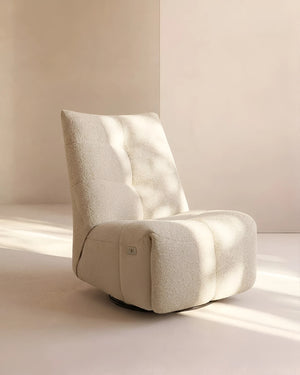 Draaifauteuil met schommelfunctie in beige stof