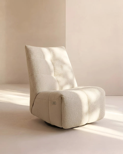 Draaifauteuil met schommelfunctie in beige stof
