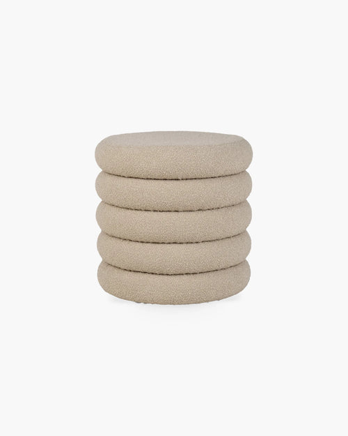 Poef met opbergruimte in beige bouclé