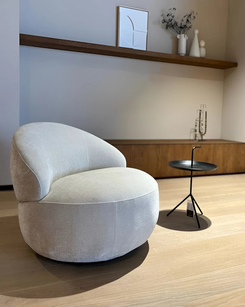 Draaifauteuil in beige stof