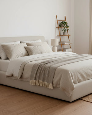 Bedkader 180x200 cm in naturel stof