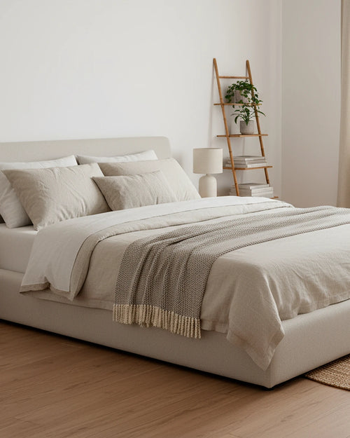 Bedkader 180x200 cm in naturel stof
