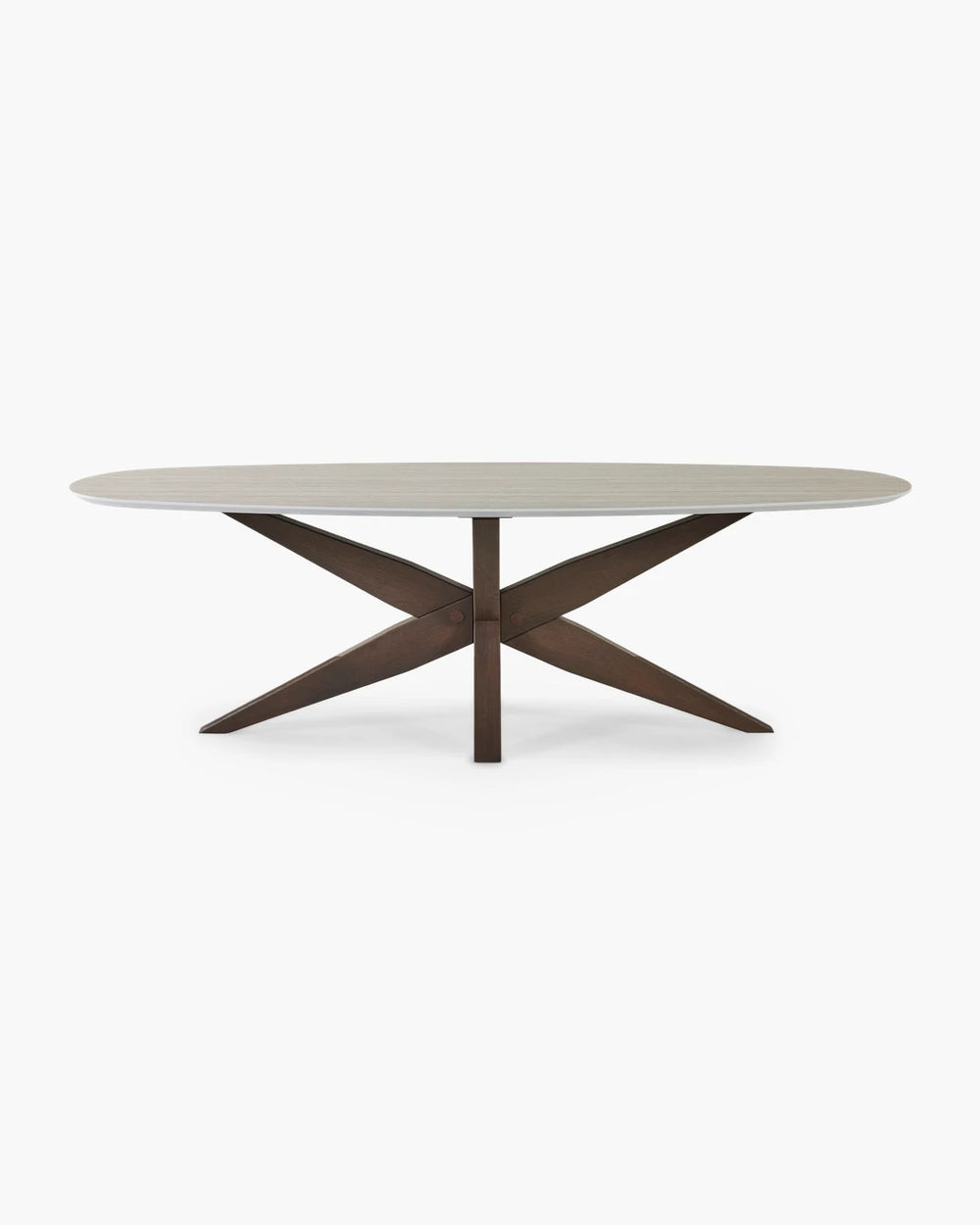 Ovale eettafel - kruispoot van Tafel Atelier in hout