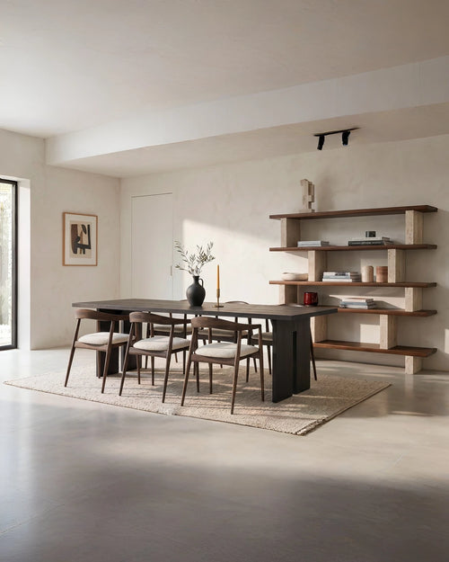 Rechthoekige eettafel van Tafel Atelier in zwart eik