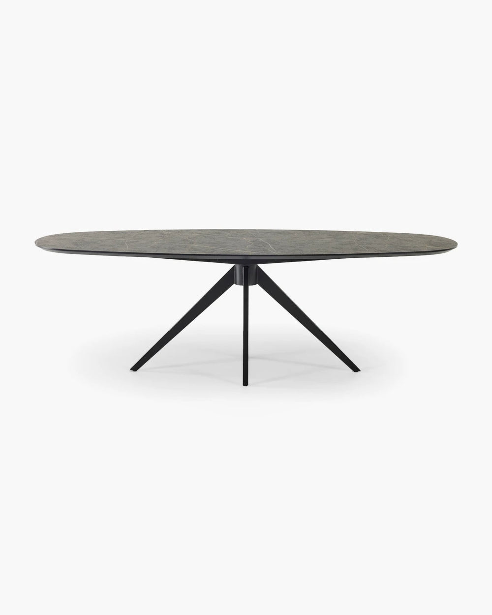 Ovale eettafel - HPL van Tafel Atelier in zwart metaal