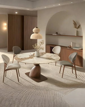 Ronde eettafel 160 cm in beige travertin