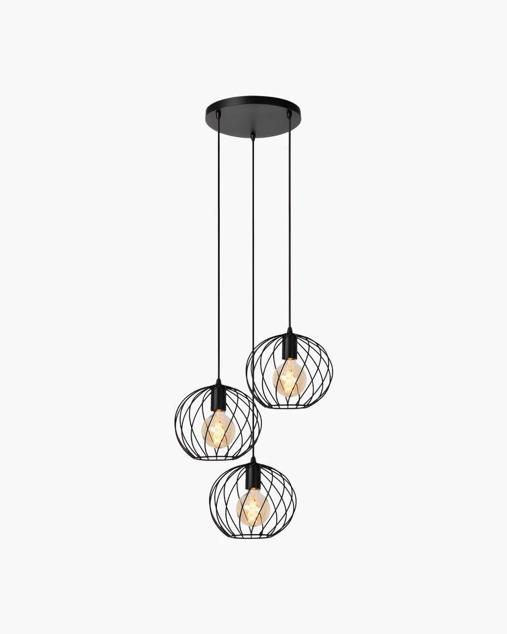 Hanglamp Danza met 3 pendels divers van Lucide in zwart