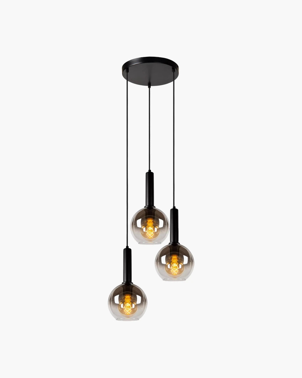 Hanglamp Marius met 3 pendels van Lucide in zwart glas
