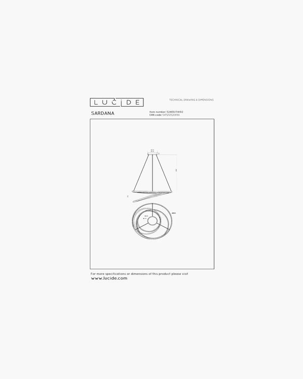 Hanglamp Sardana rond van Lucide, foto 7 van 7