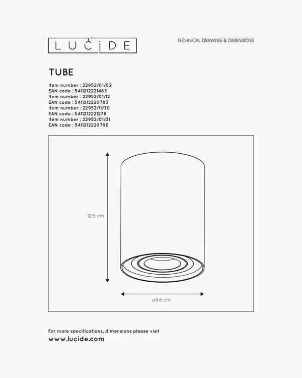 Plafondlamp Tube rond van Lucide, foto 3 van 5