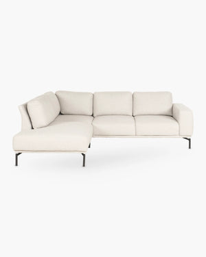 Stoffen hoeksalon met longchair in beige