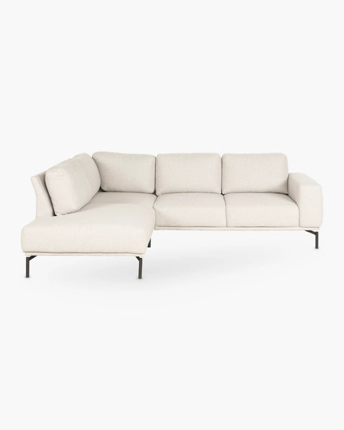 Stoffen hoeksalon met longchair in beige