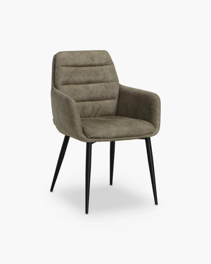 Kuipstoel met hoge rug in groen lederlook