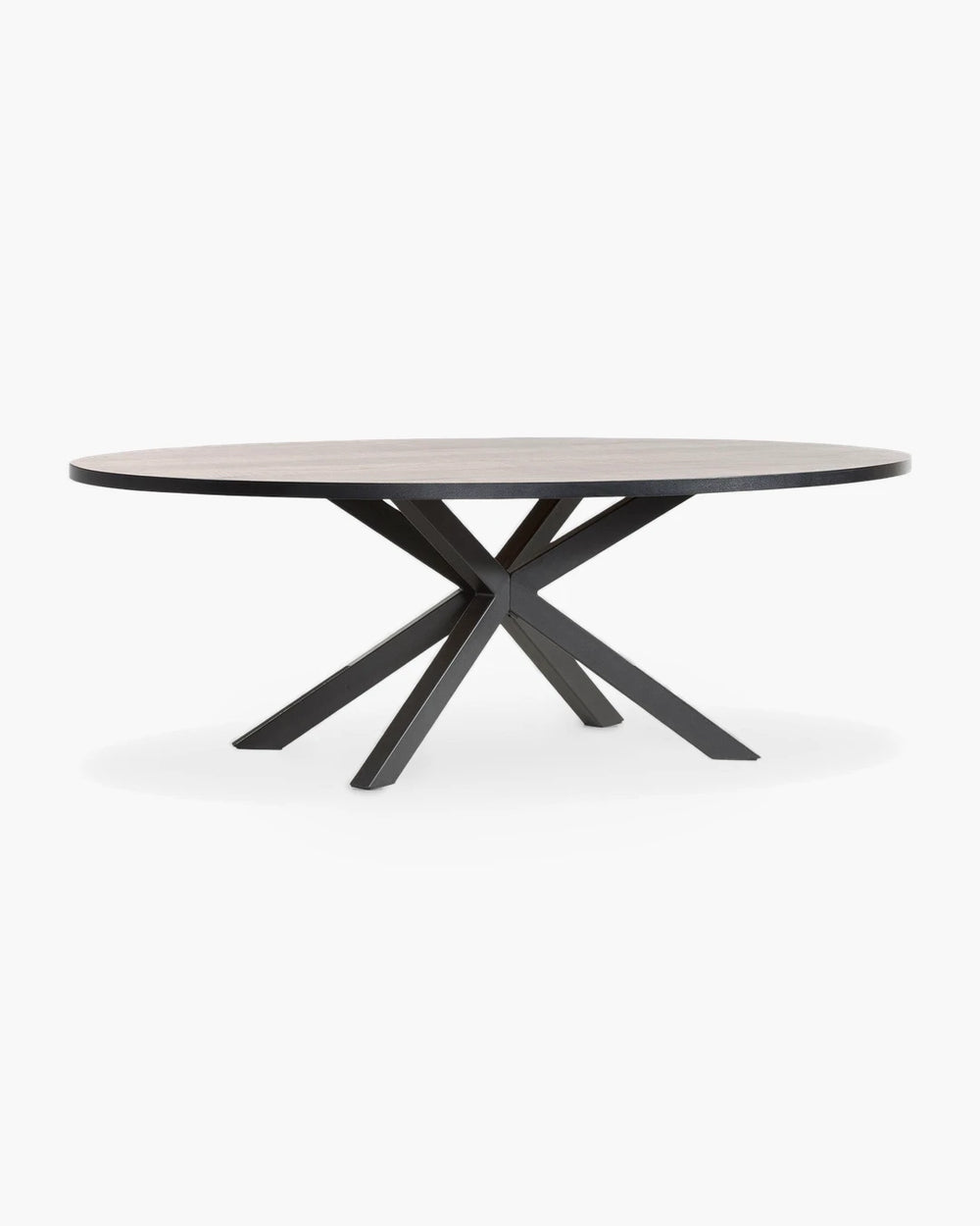 Ovale eettafel met kruispoot in hout
