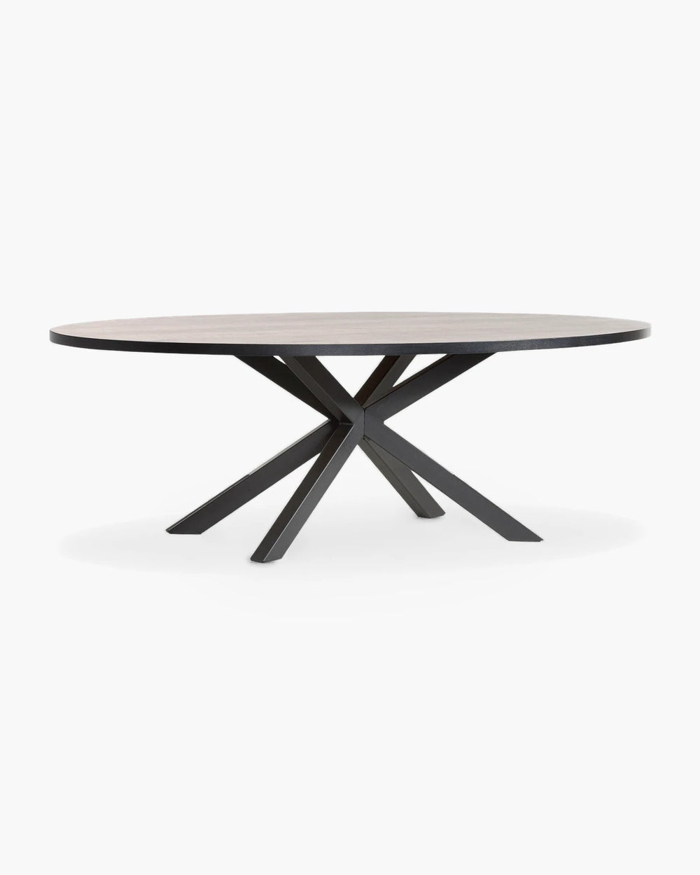 Ovale eettafel met kruispoot in hout