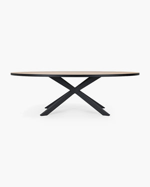 Ovale eettafel met kruispoot in kunststof