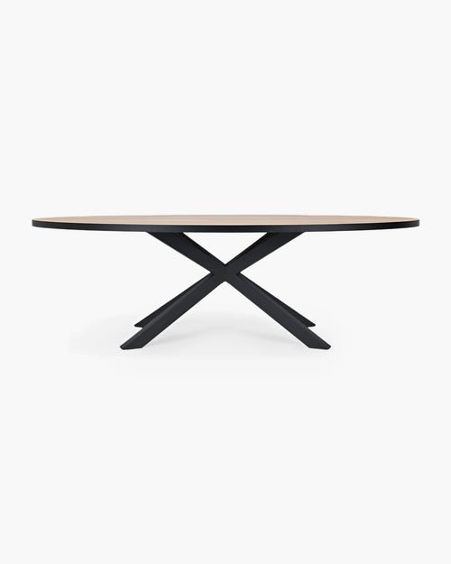 Ovale eettafel met kruispoot in kunststof