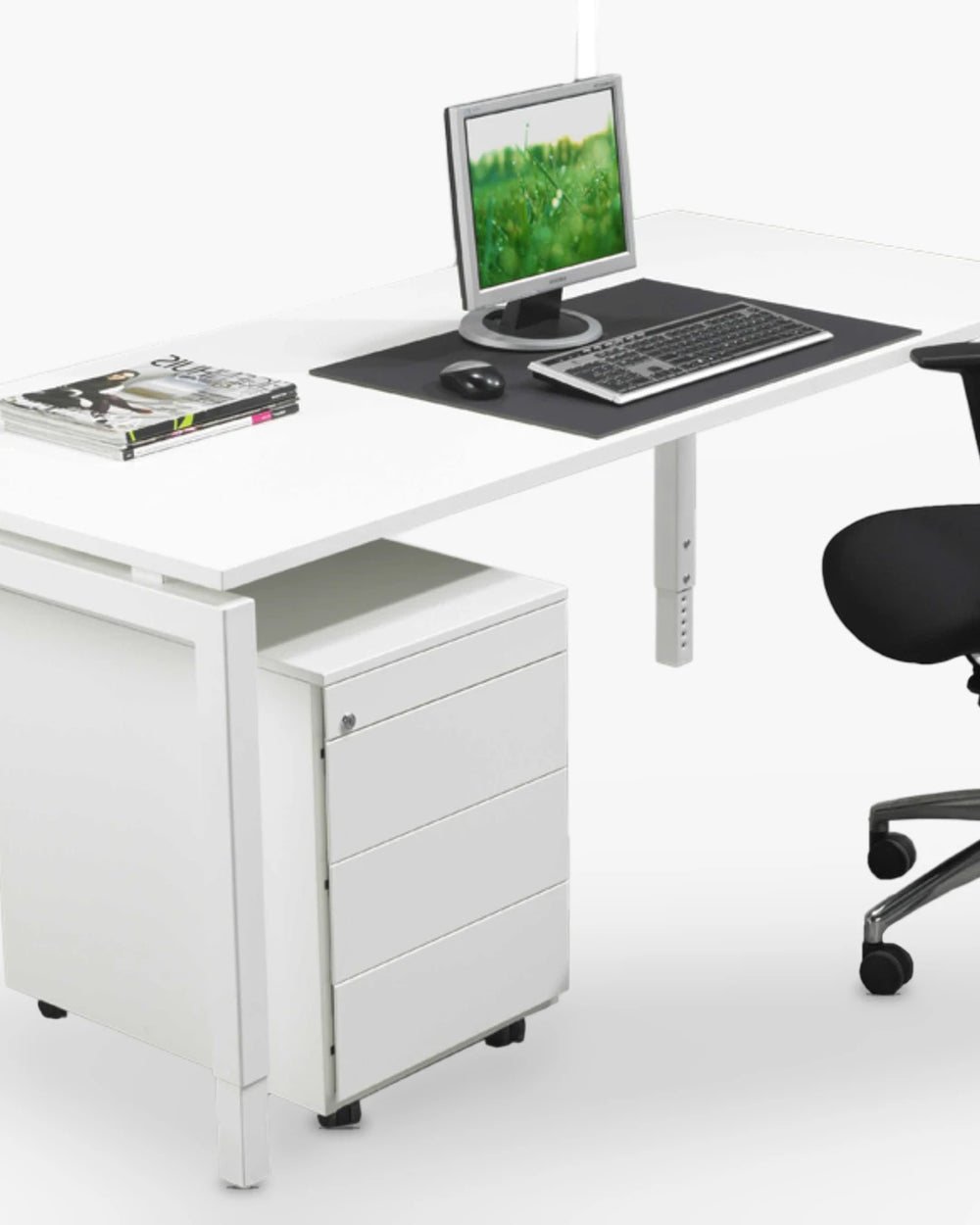 Rechthoekige bureautafel in wit melamine