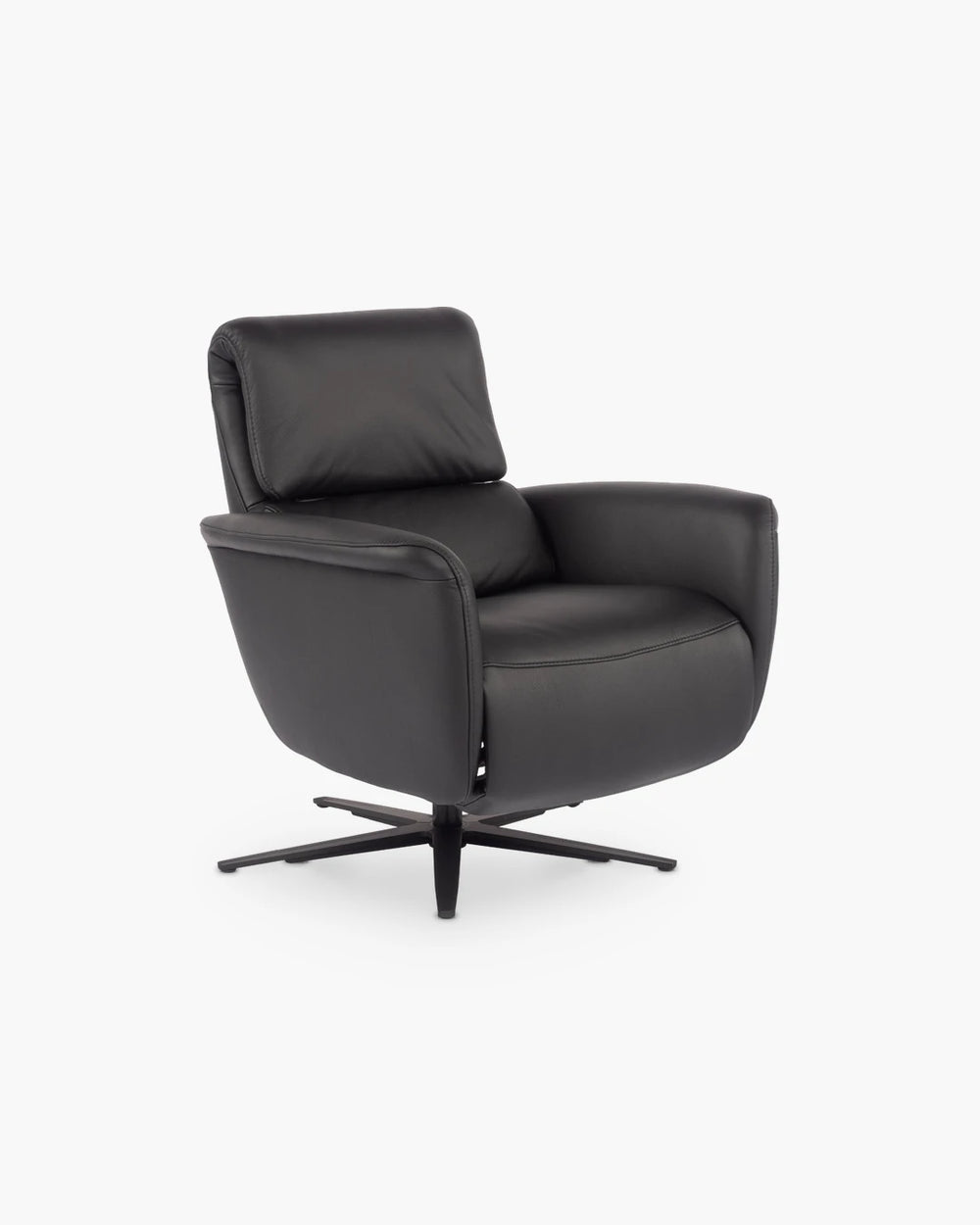 Relaxzetel met verstelbare rug LC02 van Hukla in zwart leder