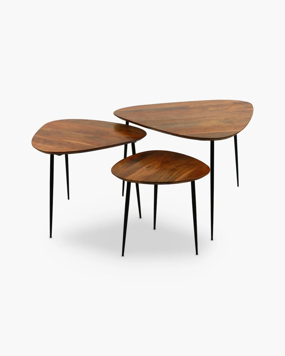 Set van 3 houten bijzettafels in retrostijl van Pomax